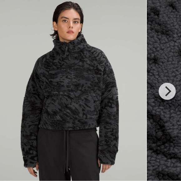 Lululemon Sz XS/S Scuba Oversized Fleece Funnel Neck *Jacquard Camo Carbon Black - Picture 2 of 16